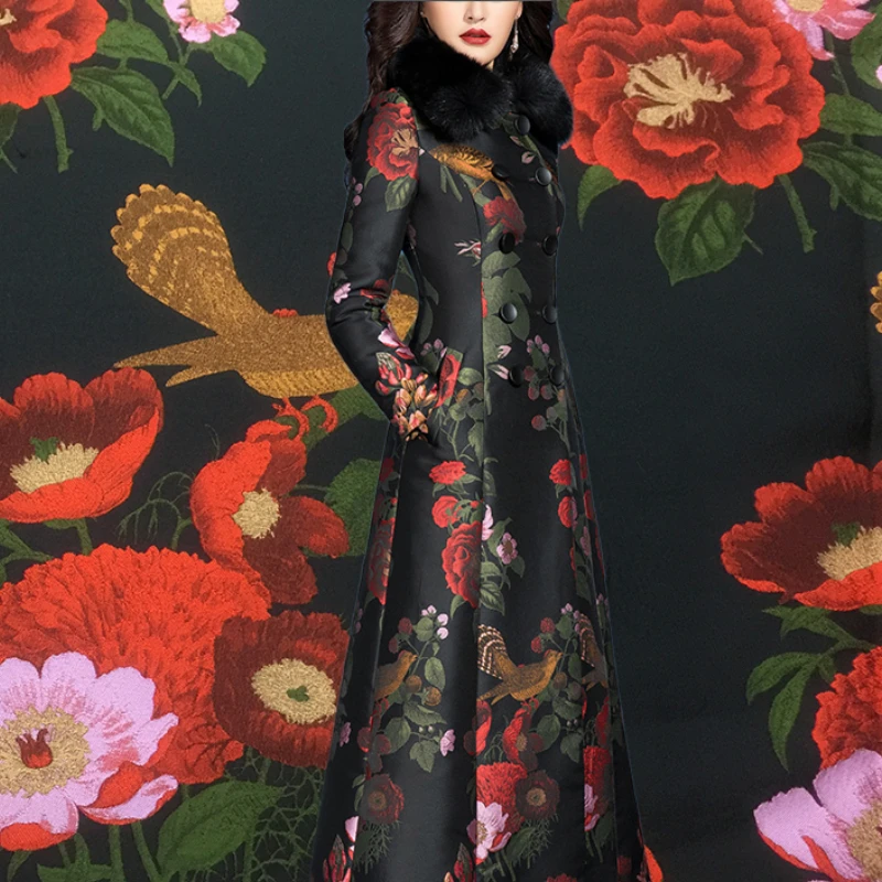 فستان من قماش الجاكار على شكل زهرة وطيور، سترة قطنية، بدلة تانغ، سترة واقية من القماش من الفناء