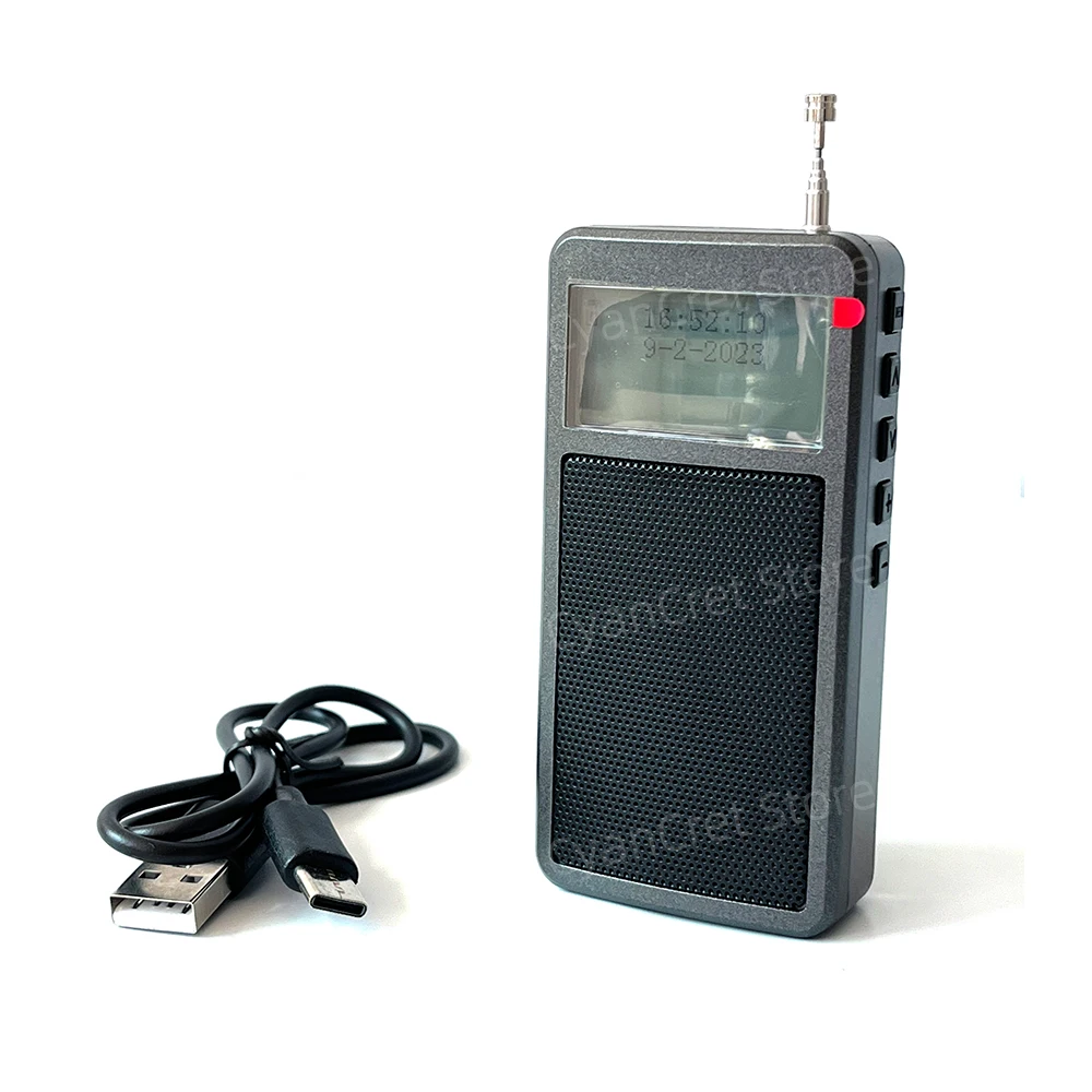 Portable FM Radio Mini Pocket Receiver Stereo LCD Screen High Sensitivity Support Bluetooth Earphones with Loudspeaker Antenna