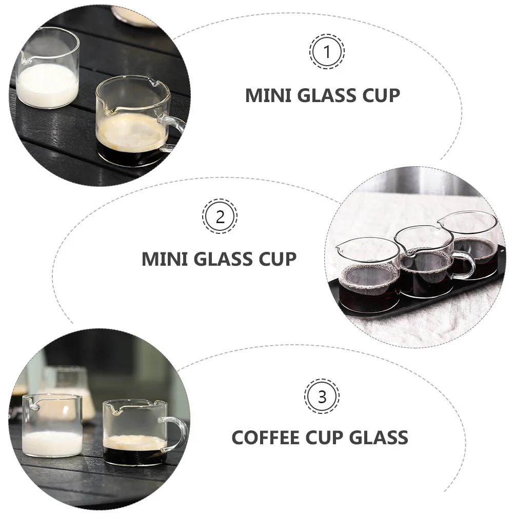 

2Pcs Mini Double Spout Milk Coffee Cups High Quality Glass Cups Dessert Ice Cream Pudding Storage Mini Glass Cup