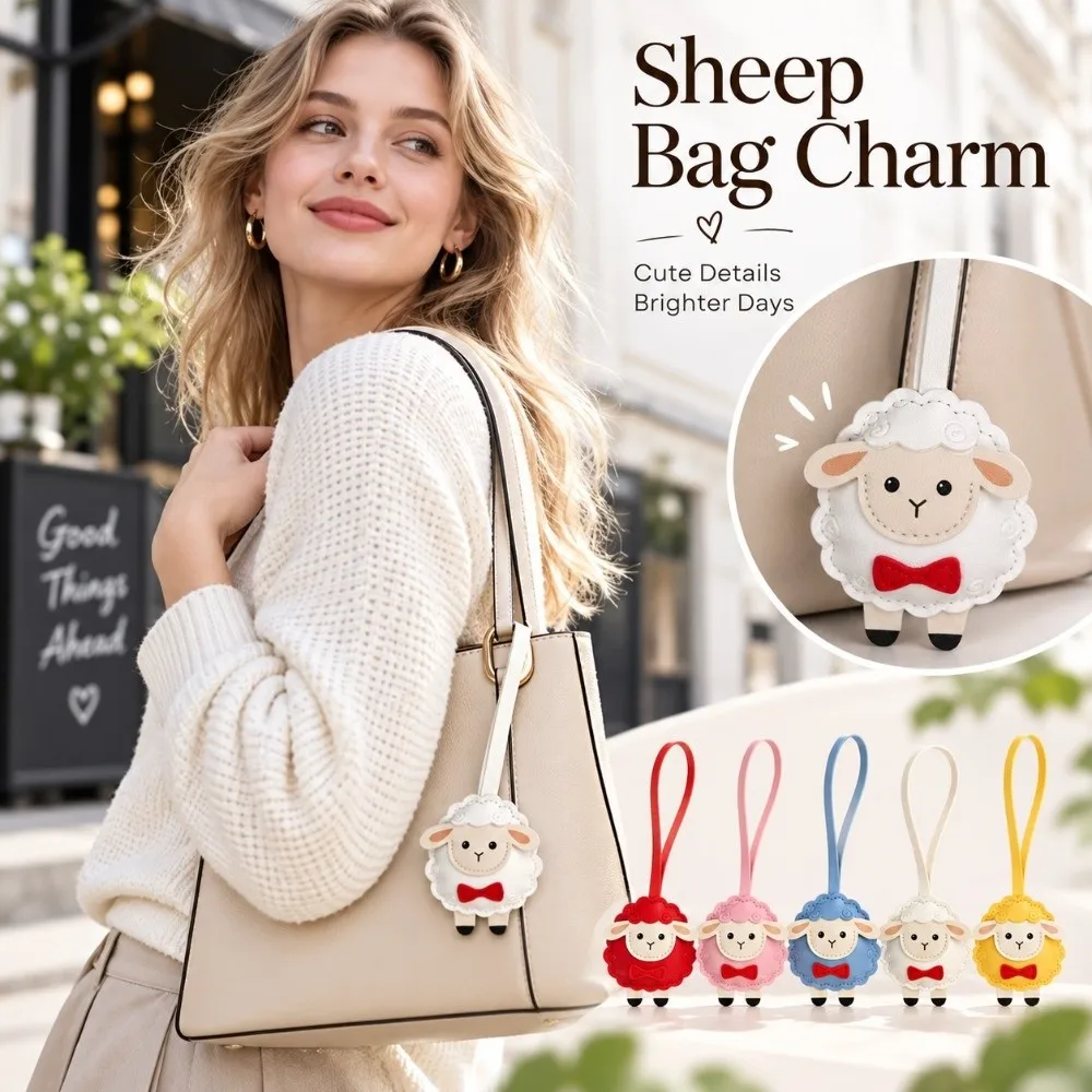 Gift PU Leather Sheep Keychain Cute Style Colorful Sheep Bag Charm Hanging Rope Soft Handbag Accessory Backpack Accessory