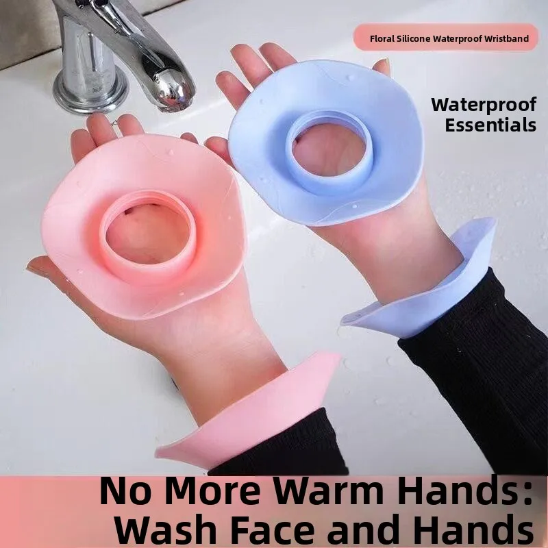 

Silicone Wrist Protector Waterproof Sleeve Covers for Face Washing And Bathing Women Moisture Proof Cuff Water Blocking Arm B...