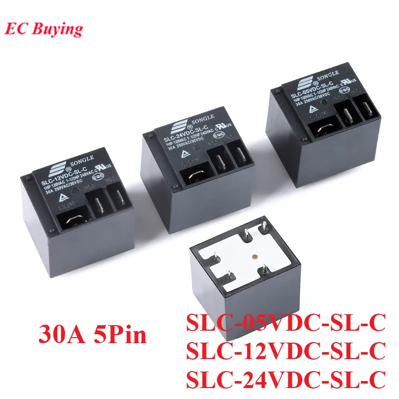 Relays DC 5V 12V 24V 30A SLC-05VDC-SL-C 5VDC SLC-12VDC-SL-C  12VDC SLC-24VDC-SL-C 24VDC 5Pin Power Converter Relais