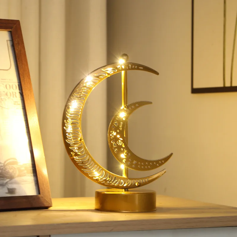 New LED wrought iron moon star lamp holiday gift room decoration night light