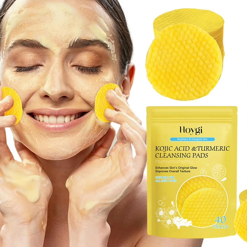 

40-120pcs Turmeric Kojic Acid Cleansing Pads Exfoliating Pads Facial Sponges For Cleansing And Exfoliating Facial Washing Sponge