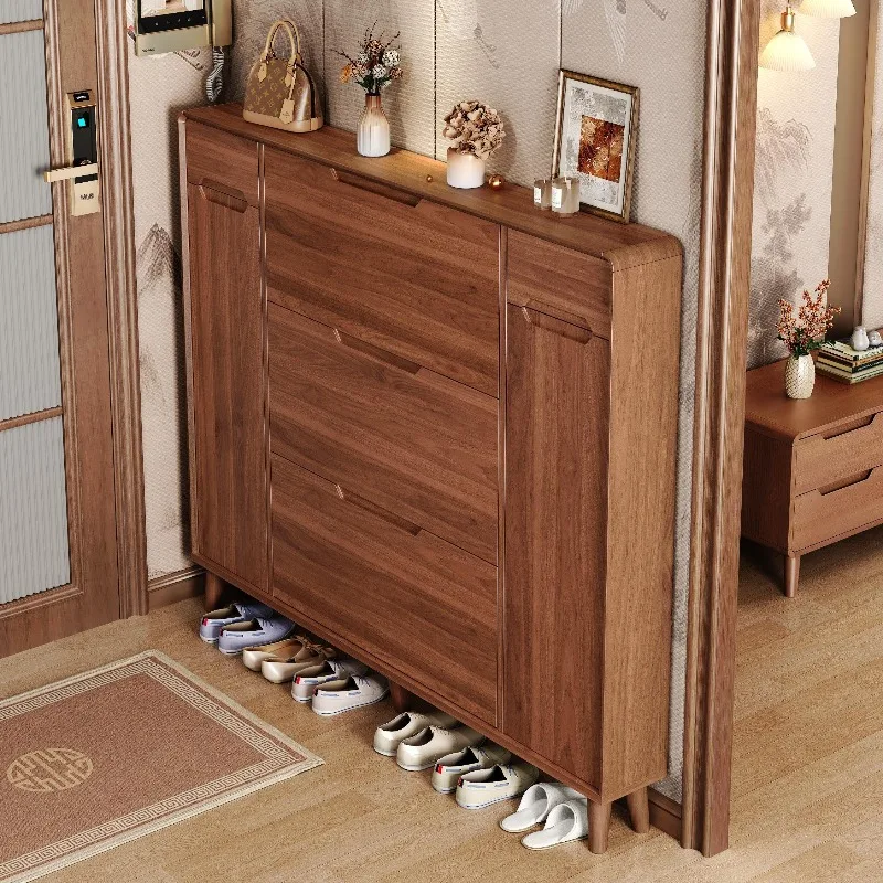 New Chinese-style ultra-thin tipping bucket shoe cabinet household door entrance against the wall corridor corridor integrated s