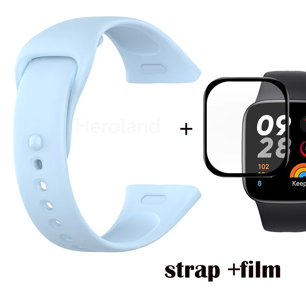 Silicone WatchBand For Redmi Watch 3 Strap Wristband Bracelet For Redmi Watch3 Strap WristBand belt +Protecto film Accessories