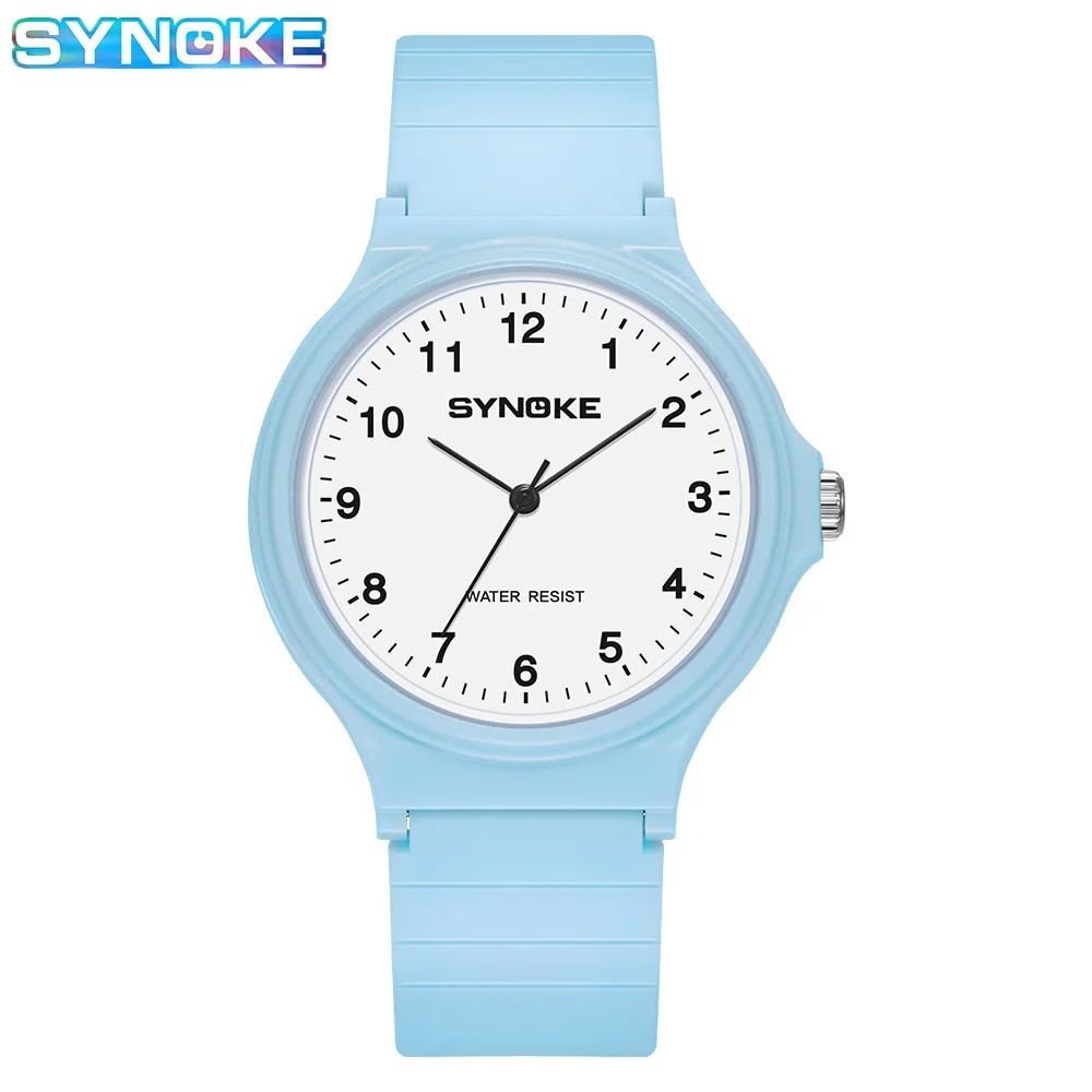 SYNOKE-relojes de cuarzo para mujer, reloj de pulsera de estilo minimalista, resistente al agua, color blanco y negro