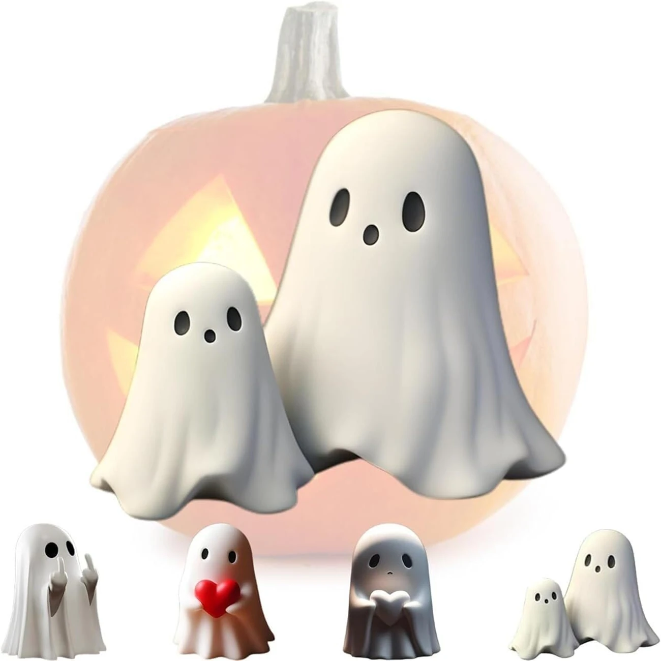 Halloween Middle Finger Ghost Decoration Cute Ghost Statue For Home Fireplace Decor Smooth Body Enhance Festive Atmosphere