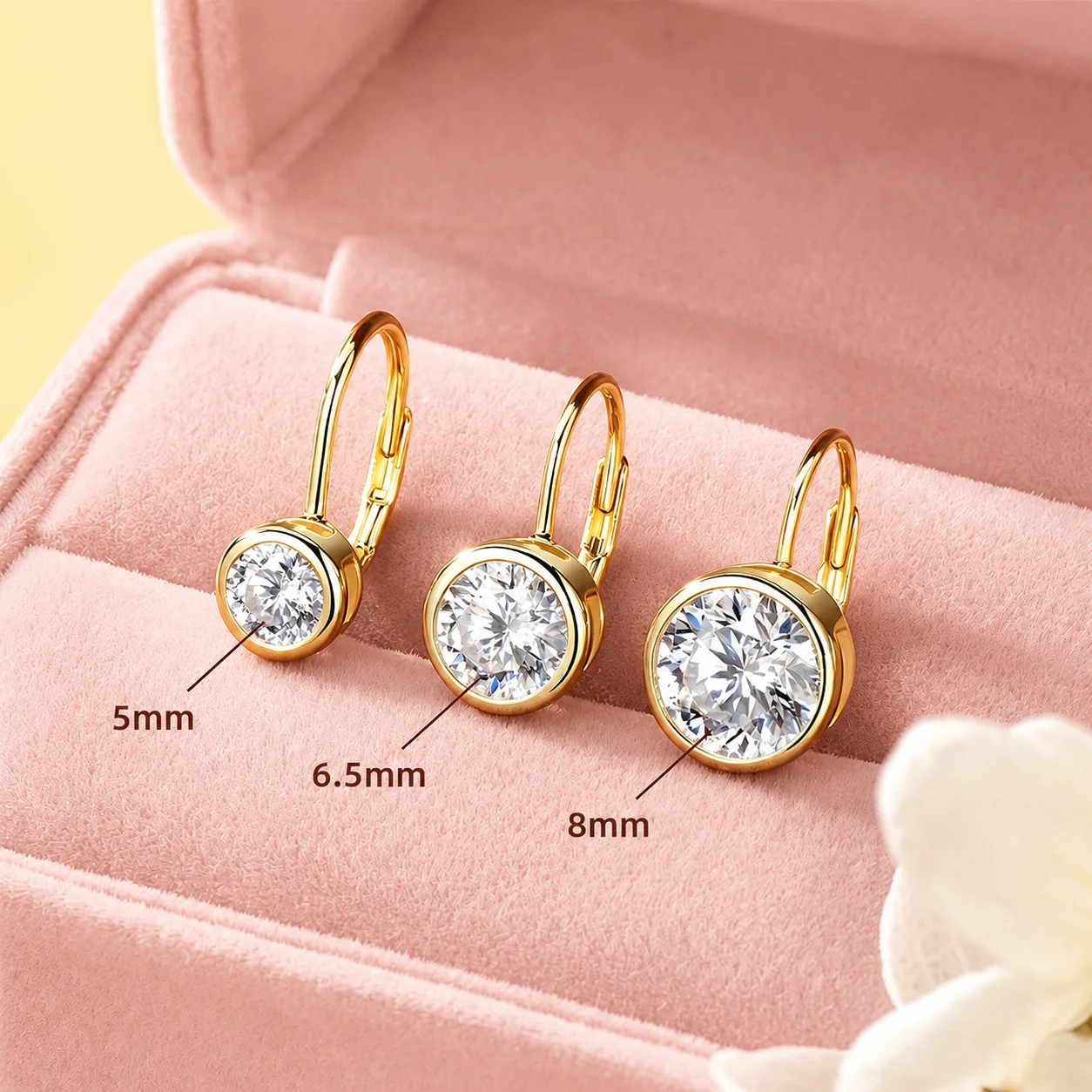 Abestecom GRA Moissanite Bezel Clip Drop Earrings D VVS1 14K Gold Plated Wedding Jewelry Gift for Women 2