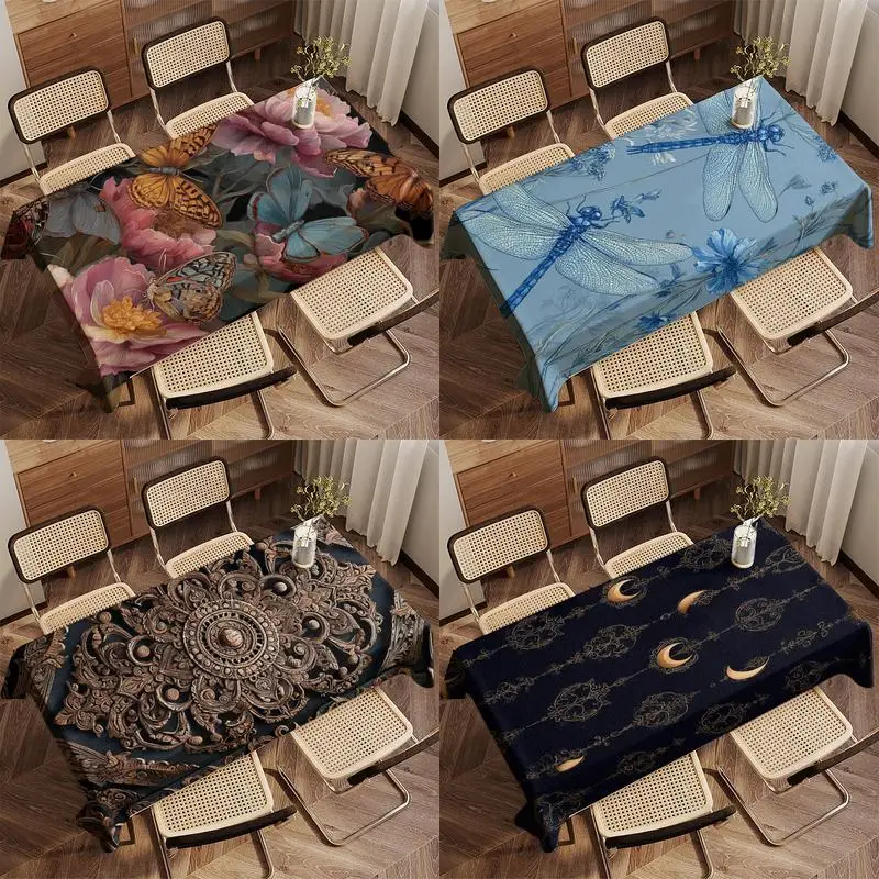 Butterflies & Peonies Restaurant Kitchen Tablecloth Living Room Home Decoration Rectangular Party Decoration