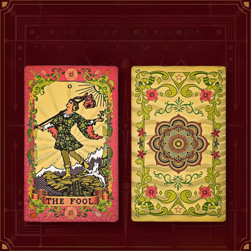 78 Cards 12x7cm Flower Language Gold Foil Rider Tarot Deck - PET Plastic, Waterproof & Scratch-Resistant