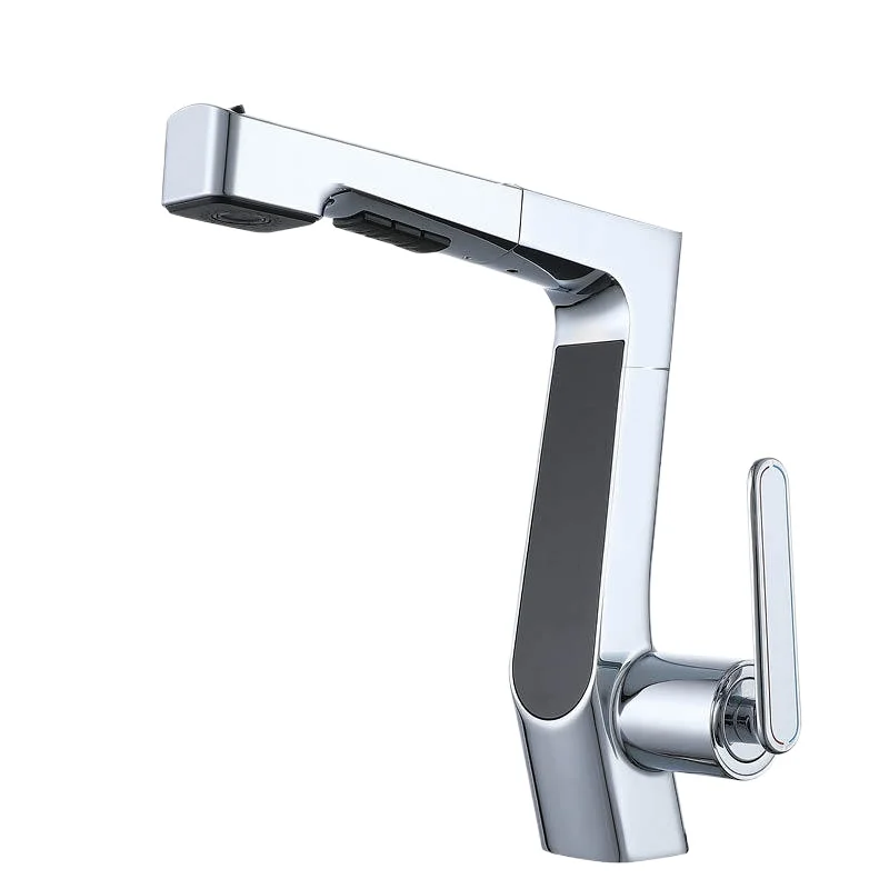 

Hydroelectric power generation digital display pulling faucet, spraying and coughing faucet on the wash basin