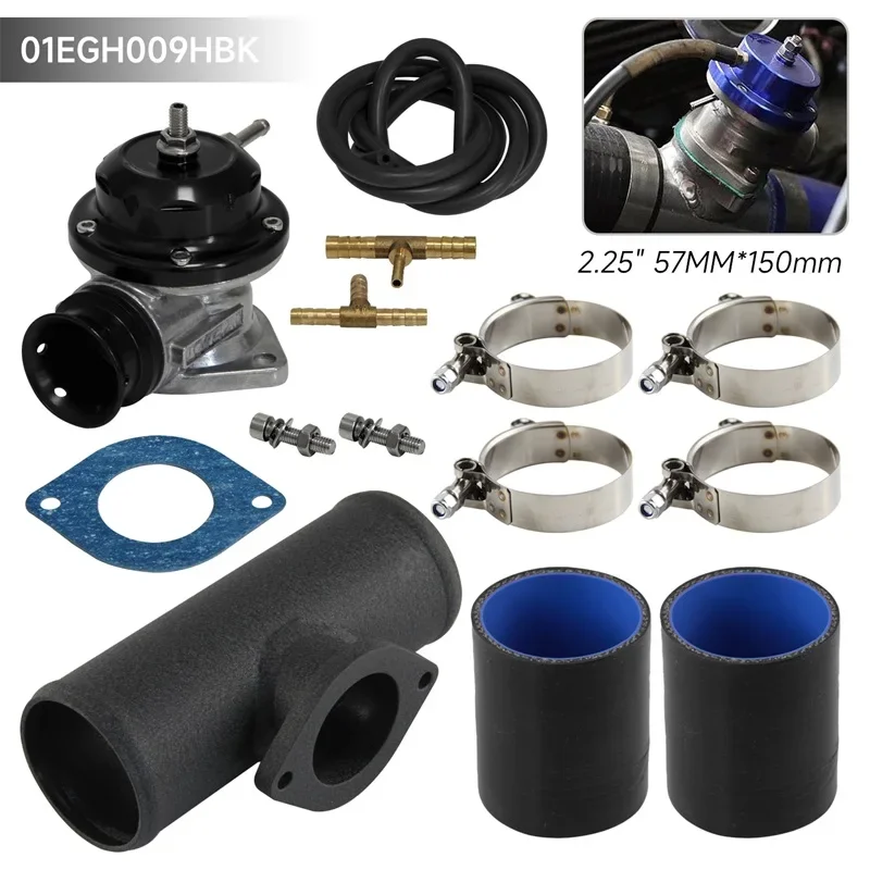 

10PSI Blow Off Valve BOV +Type RS 2.25" 57mm Flange Pipe Adapter Silicone Hose Kit