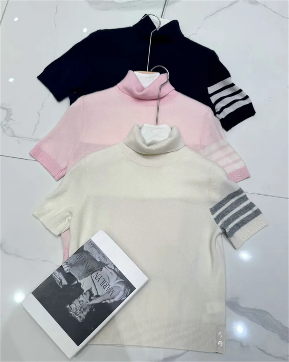 Women's 25 Autumn/Winter New High Collar Cashmere Short Sleeve Knitted Top