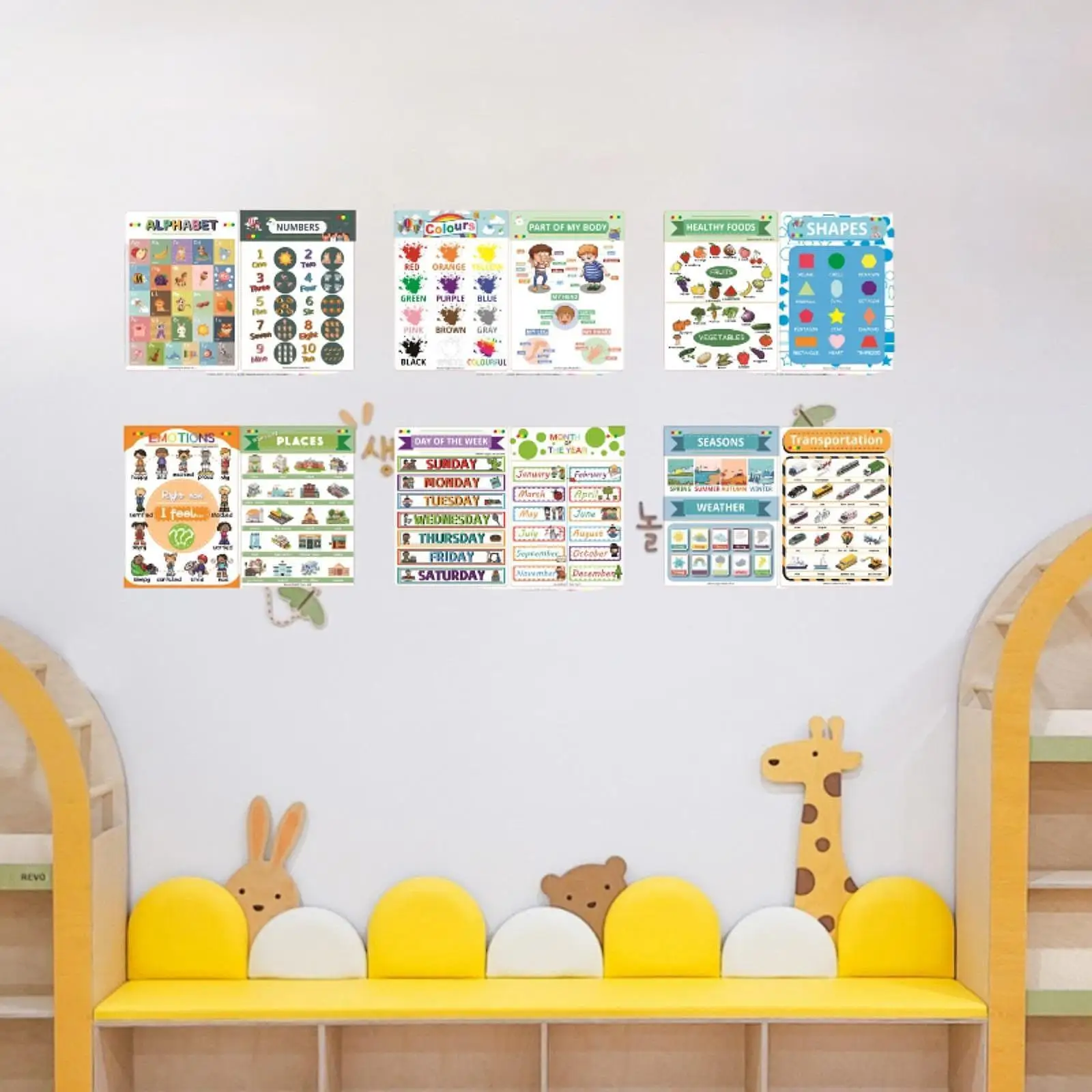 

12Pcs Educational Posters,Kindergarten,Multipurpose,English Learning Charts Learning Posters for School Elementary Homeschool