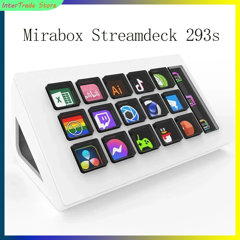 

Mirabox 293s Custom StreamDeck Mini 15 Key Visual LCD Controller Keyboard Windows MacOS Live Streaming Content Creation
