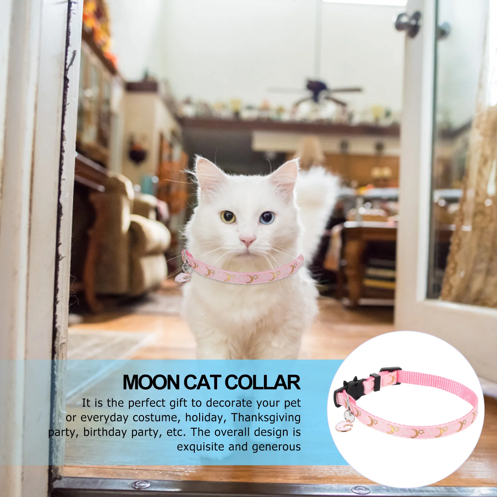

Stars Moon Cat Collar Adjustable Pet Kitten Neckwear For Daily Party Wedding Christmas Photo Comfortable Safety Design