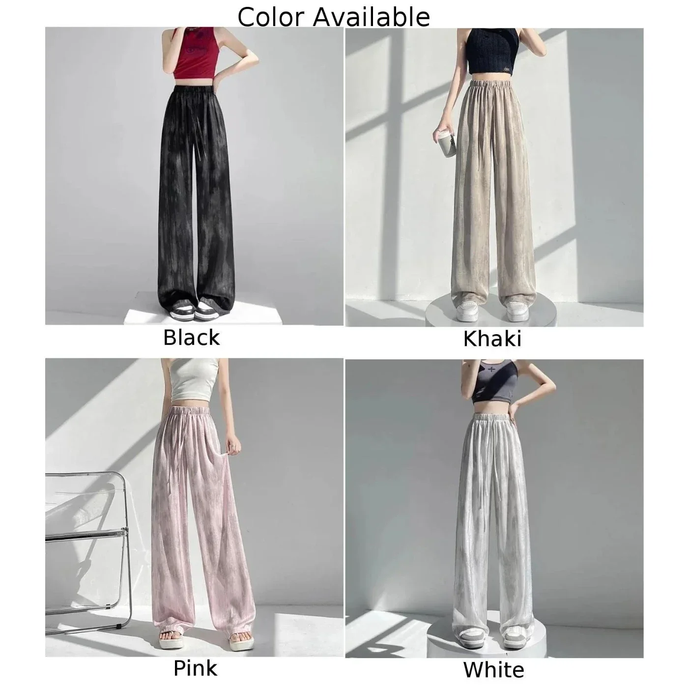 Lässige Modehose mit hoher Taille, lässige Hose, M, rosa Freizeithose mit hoher Taille, bequeme Passform, lässiger Alltagsstil