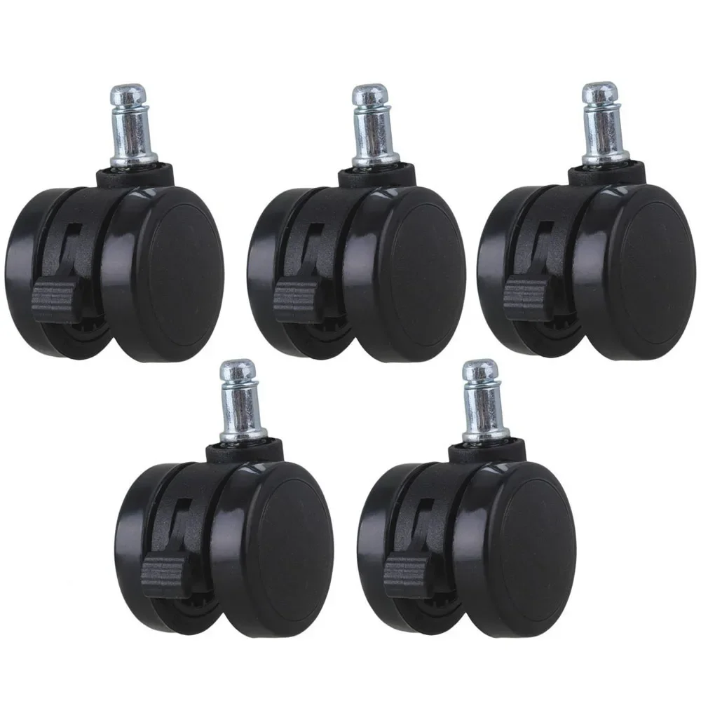 

2" Metal PU Office Chair Swivel Casters Furniture Wheels Grip Ring Stem with Brake for Sofa Bed Goods Shelf Storage Rack 5Pcs