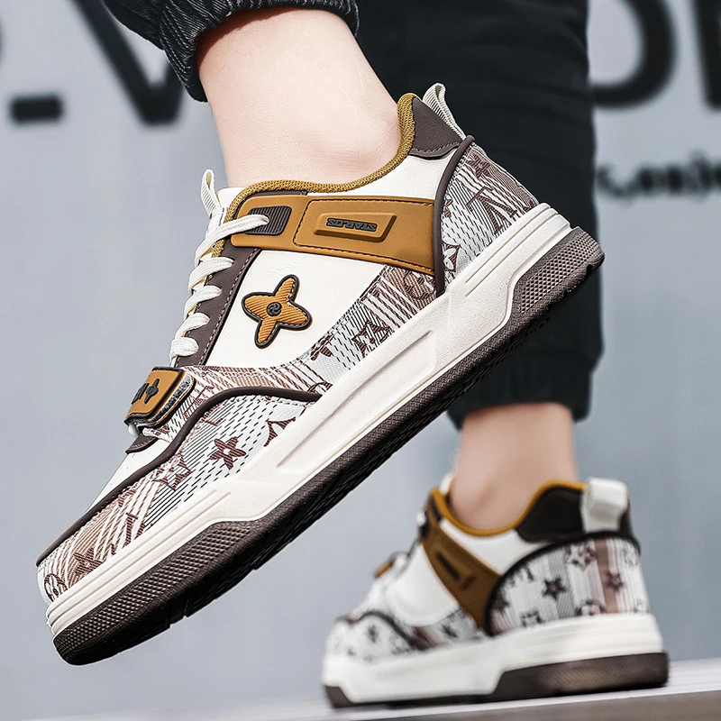 

Новые универсальные мужские кроссовки сезона 2026 – модные повседневные дышащие кеды на плоской подошве с цветными вставками для комфорта и стиля