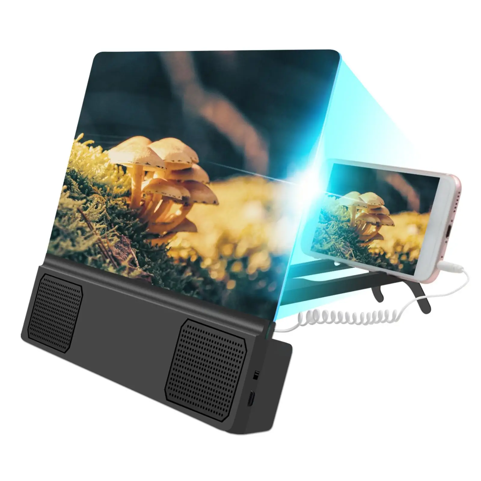 

Универсальная 12-дюймовая HD-лупа для экрана с увеличителем проводного динамика для всех смартфонов, видеоигр, 3-кратная увеличительная подставка