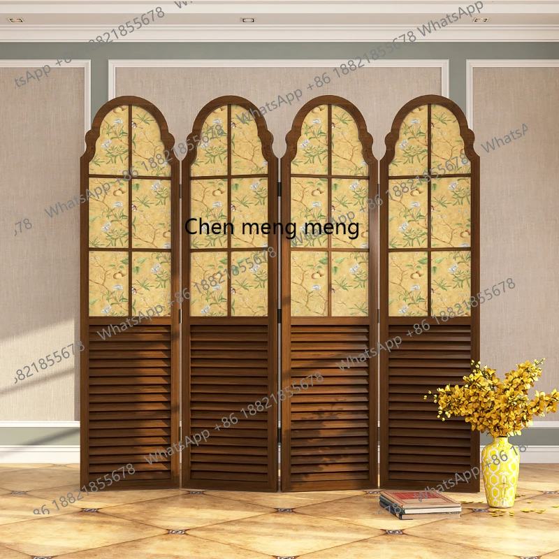 

American retro European screen partition living room hotel decoration mobile entrance folding folding folding screen solid wood