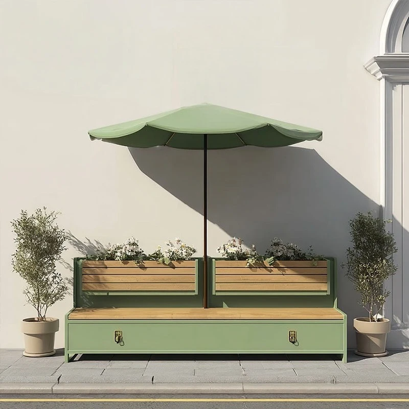 Square outdoor flower box seat rest seat stool combination commercial street courtyard flower slot public leisure chair