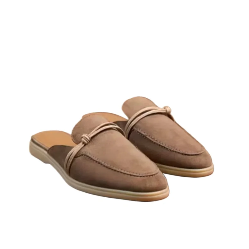 Suede Leather Women's Loafers 2025 Summer New Designer Luxury Casual Slippers Comfortable Moccasins Fashionable Mules Footwear