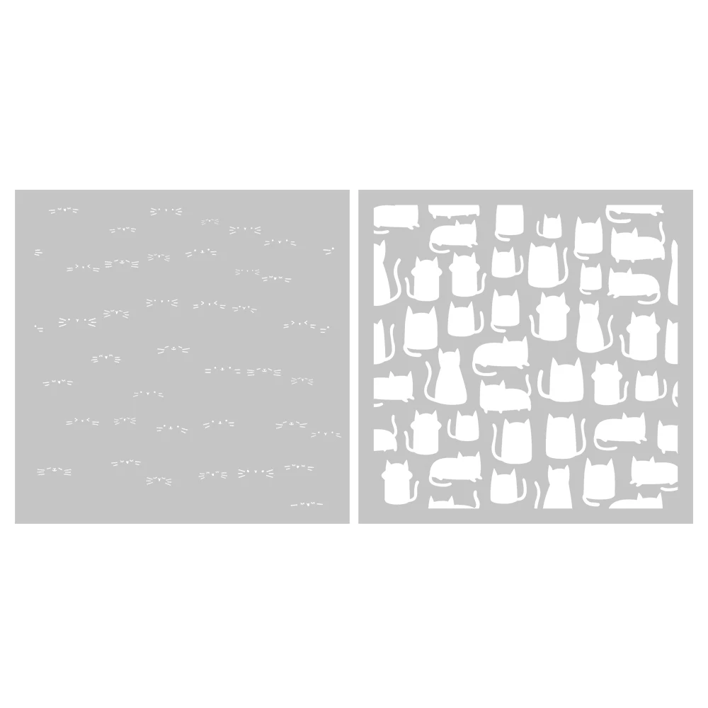 MangoCraft 귀여운 만화 뚱뚱한 고양이 플라스틱 스텐실, 장식용 DIY 스크랩북 용품, 카드 앨범 배경용 스텐실, 2PCs