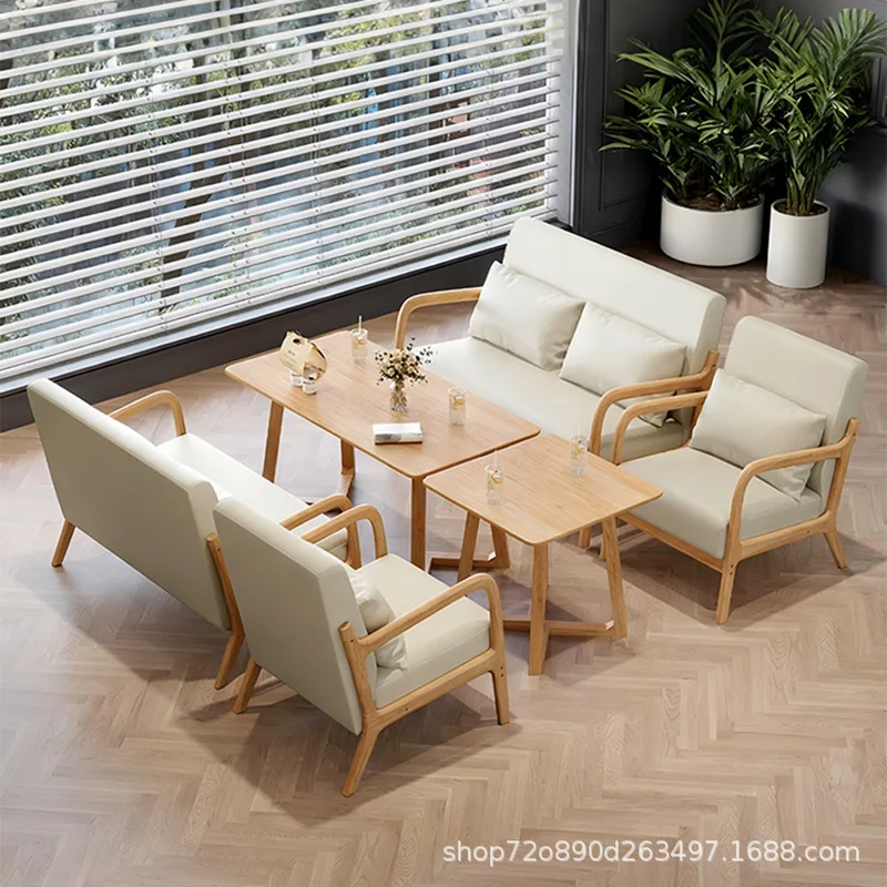 HYS milk tea shop cafe solid wood tables and chairs hotel homestay reception room reception negotiation sofa booth