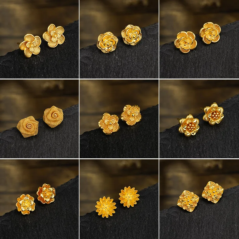 Xuping jewelry flowers stud earrings women's retro simple temperament design sense of earrings