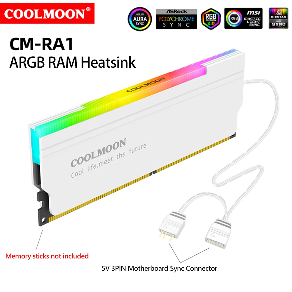 5V-3PIN ARGB Heat Spreader Cooler Aura Sync Memory Gilet di raffreddamento con cuscinetto termico in silicone per memoria PC desktop