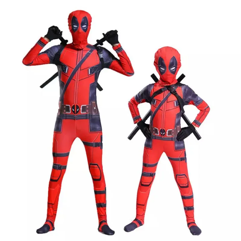 Congme Dead pool Cosplay Costume Superhero Halloween Zentai Jumpsuit 3D Style for Kids/Adult