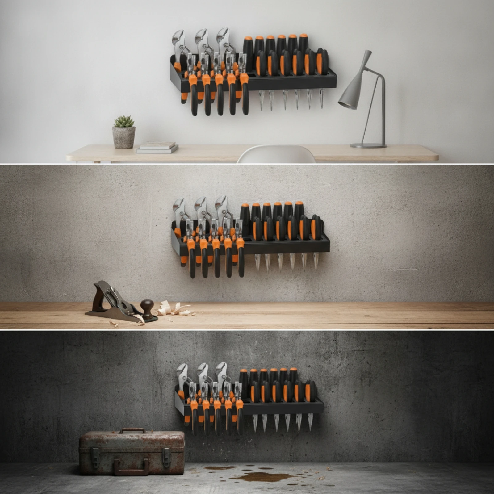 Wall-Mounted Tool Storage Rack Quick Access Tool Organizer with Holes Screwdriver Organizer Organized Screwdriver Rack Sturdy