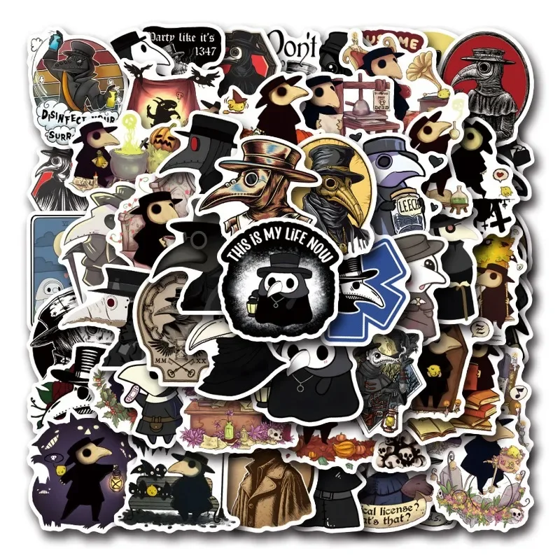 55pcs Plague Doctor Graffiti Sticker Water Cup Luggage Laptop Mobile Phone Car Refrigerator Guitar Decorative Sticker