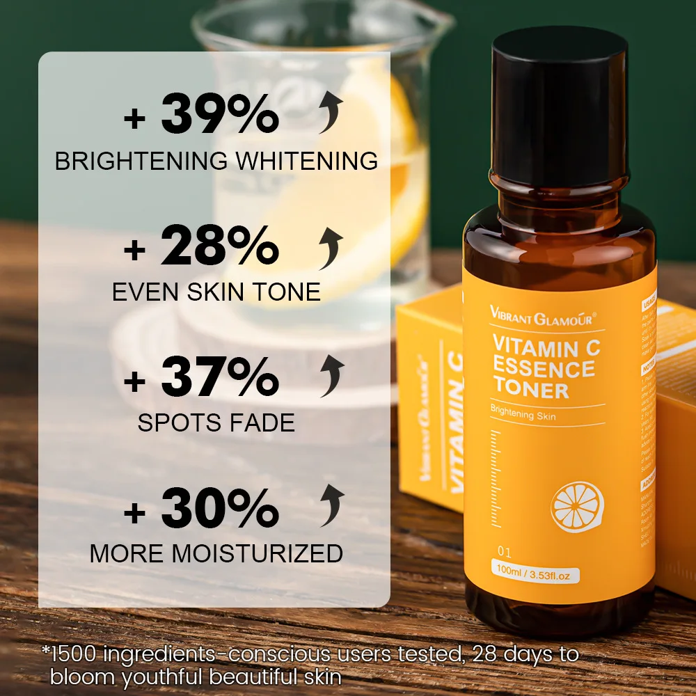 

VIBRANT GLAMOUR 100ml Vitamin C Toner, Softening Hydrating Face Lotion for Dry Skin, Pore Minimizing Brightening Skin Care