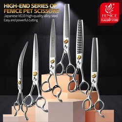 Fenice King Series VG10 Steel 7/7.5/8 Inch Professional Pet Dogs Grooming Scissors Straight Curved Thinnier Chunker Shears Tools