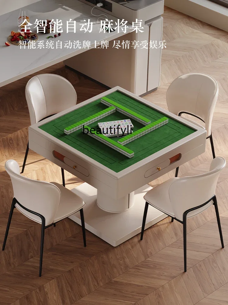 l Cream Style Mahjong Table Multifunctional Retractable Household Stone Plate Kitchen Island Dining Table Automatic Mahjong R