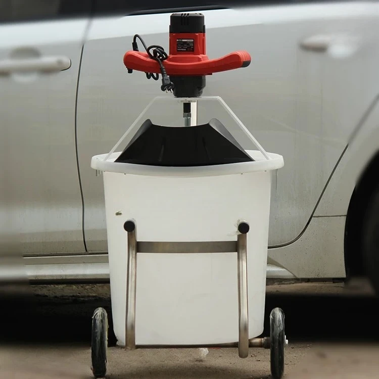 70L Mixing Barrel Transport Cart, Gypsum Based Self-leveling Cement Container, Support Mixer Installation Construction Tool