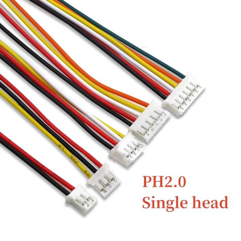 10PCS Mini Micro JST 2.0 PH Female Connector 2/3/4/5/6/7/8/9/10-Pin Plug with Terminal Wires Cables 100mm 200MM 300mm 26AWG