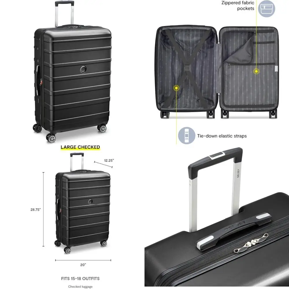 

Жесткий багаж в стиле paris с двойными вращающимися колесами для легкой влагалища, расширяемый и вместительный, с организованными отделениями.