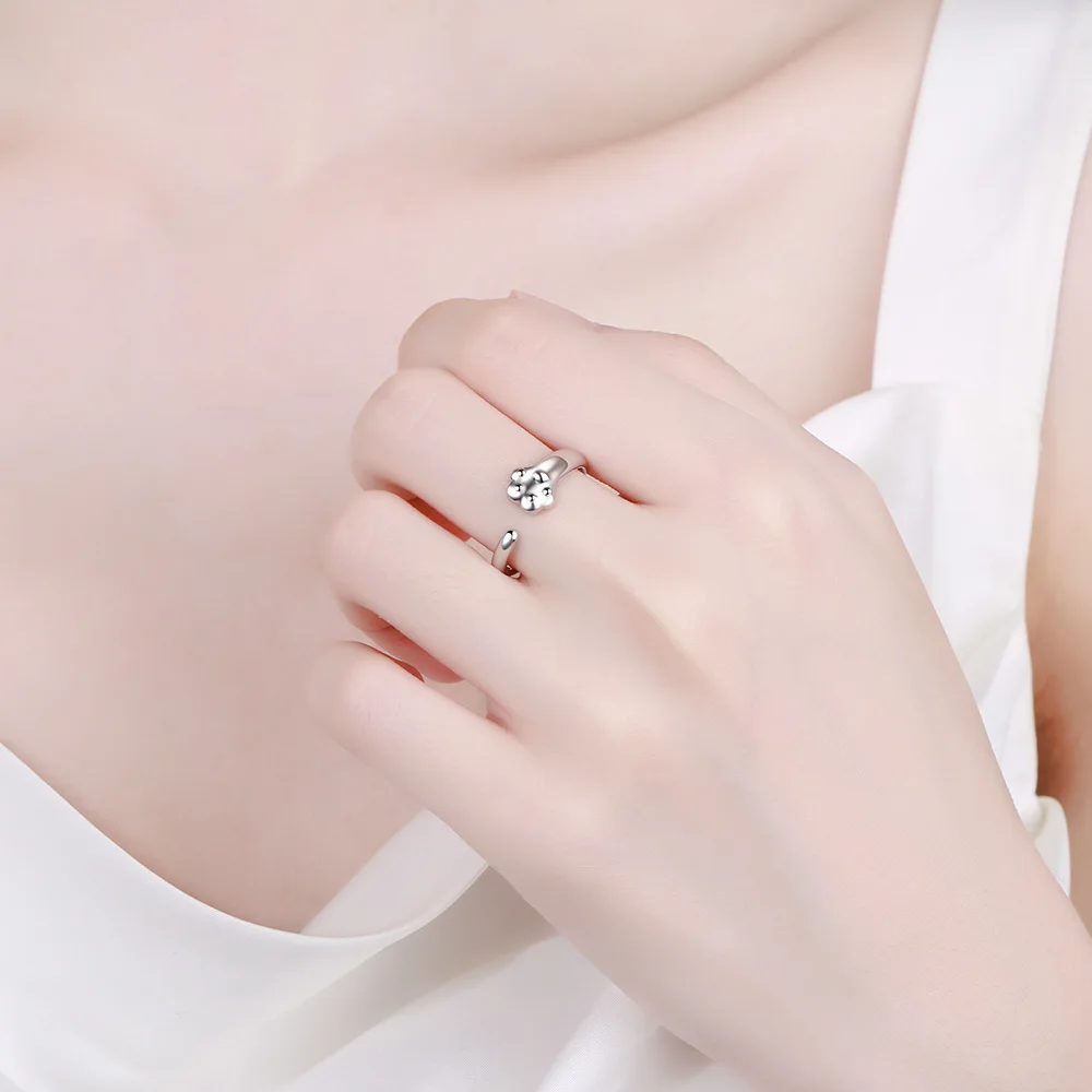 خاتم من الفضة الإسترليني عيار 925 أنيق على شكل قطة حلوة على شكل مخلب قطة هدية للذكرى السنوية لحفلات أعياد الميلاد #5