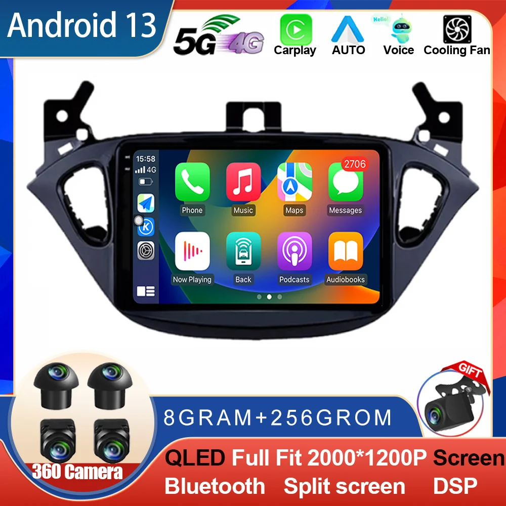 

9" Android 13 For Opel Corsa E 2015-2019 Adam 2013 - 2016 QLED Carplay Car Radio Audio Multimedia GPS Navigation Auto Stereo BT