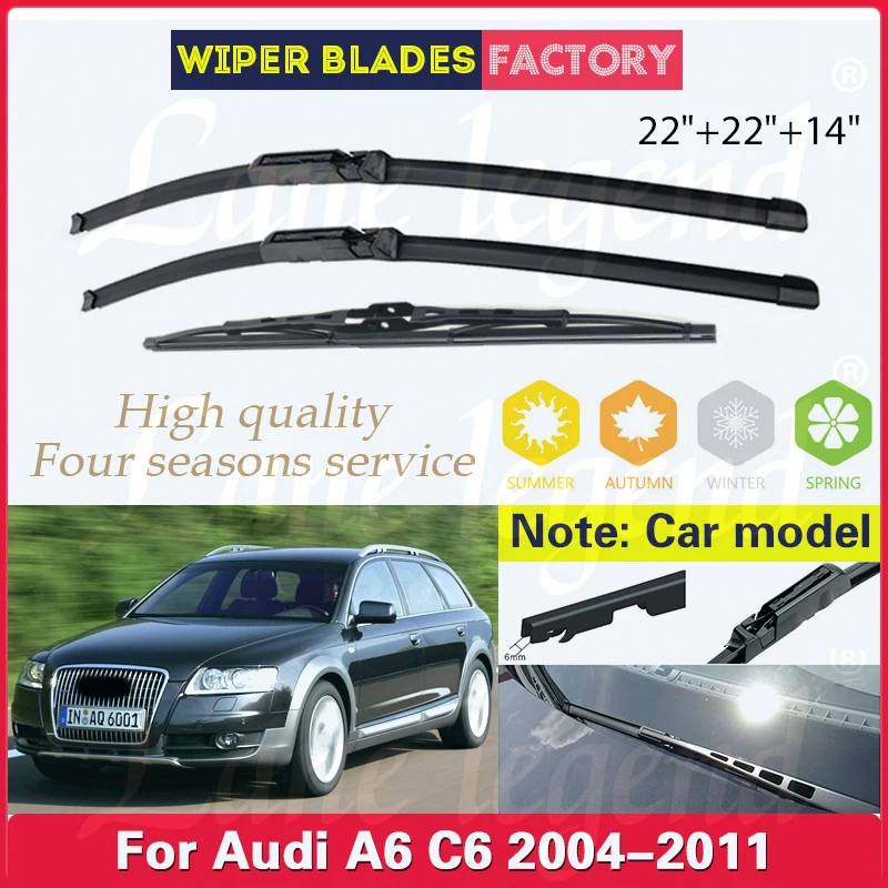 

For Audi A6 C6 2004 - 2011 Wiper Front Rear Wiper Blades Windshield Windscreen Window 2005 2006 2007 2008 2009 2010 22"+22"+14"