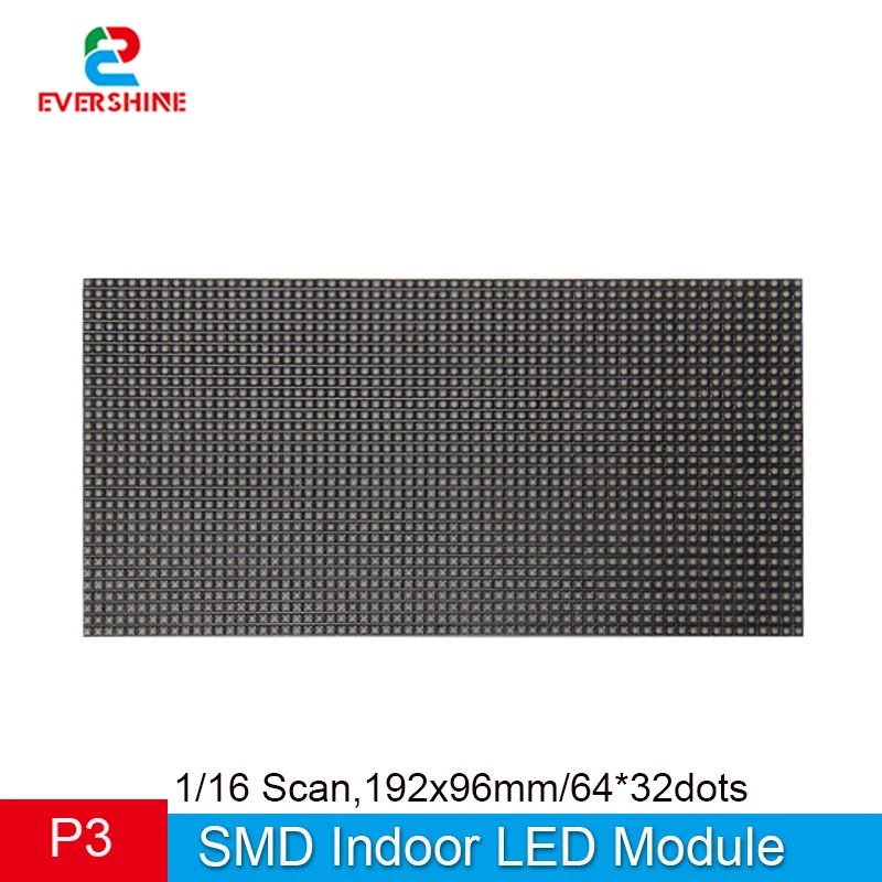 RGB Full Color Indoor LED Matrix Panel P3 192*96mm 3mm Pitch SMD2121 64x32pixels for Pinball DMD Advertising Display