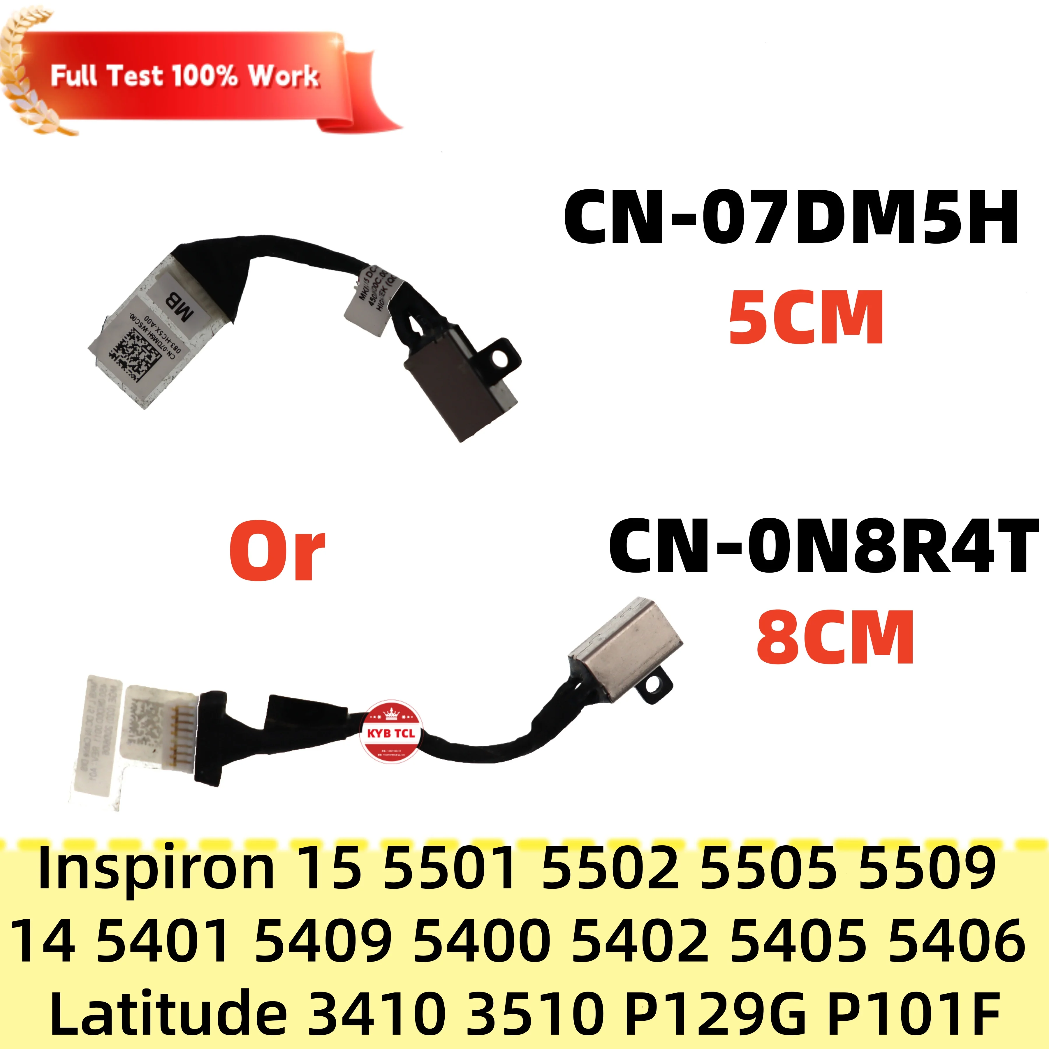 CN-0N8R4T N8R4T 7DM5H CN-07DM5H Conector de alimentação DC IN 0N8R4T 07DM5H para Dell Inspiron 15 5501 5502 5509 14 5401 5409 5400 5402 5405 5406 Latitude 3410 3510 P129G
