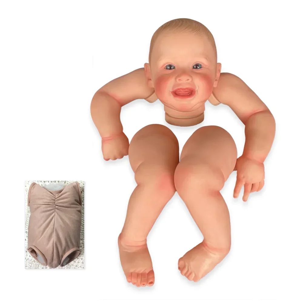 20 inch al geschilderde kits Smile Harper herboren pop onderdelen 3D huid met zichtbare aderen doek lichaam en ogen Muñeca Kit herboren