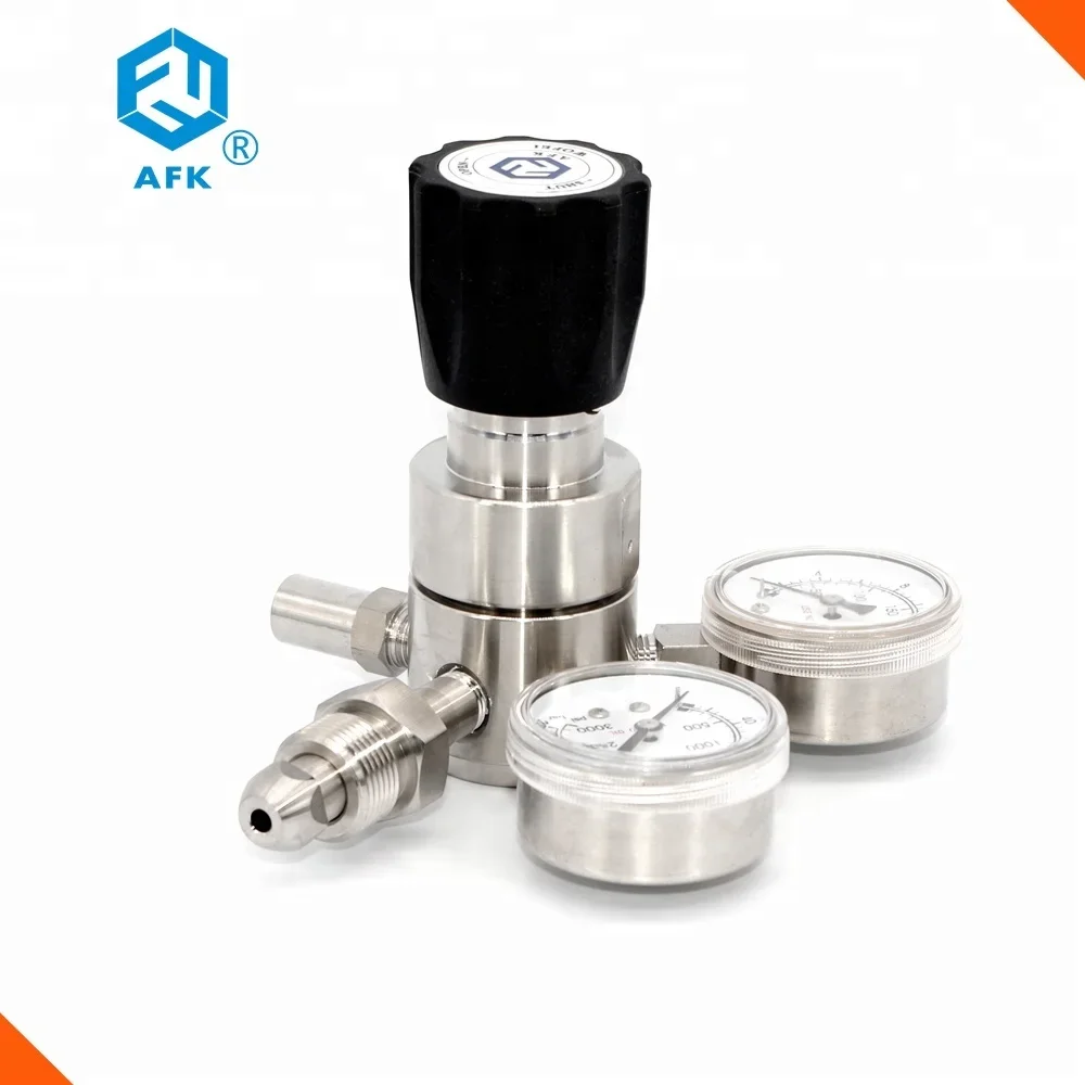 Stainless Steel High Pressure Regulator 6000 psi Inlet with Two Gauge