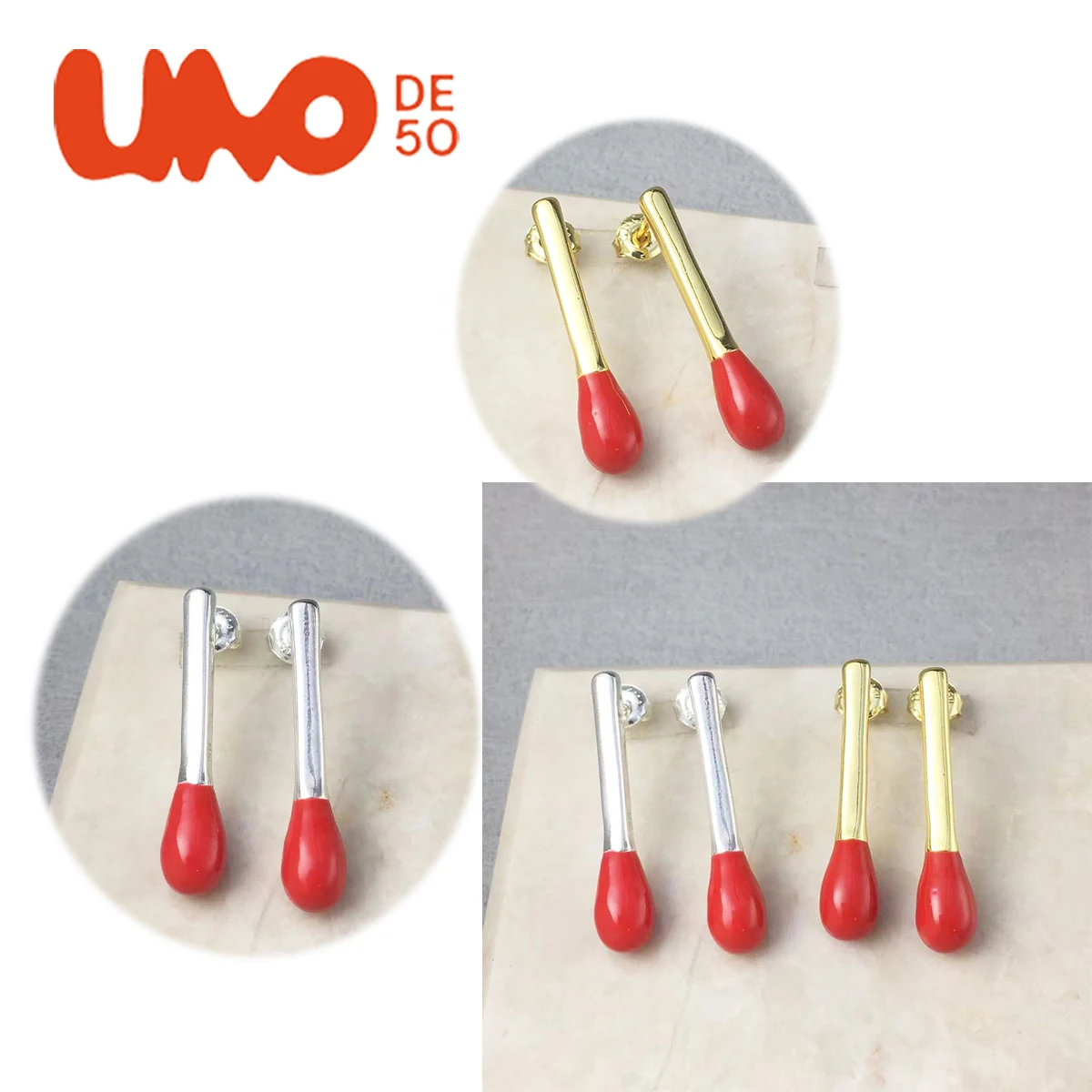

UNODE50 Earrings European and American niche cold style new high-end matchstick selling little girl