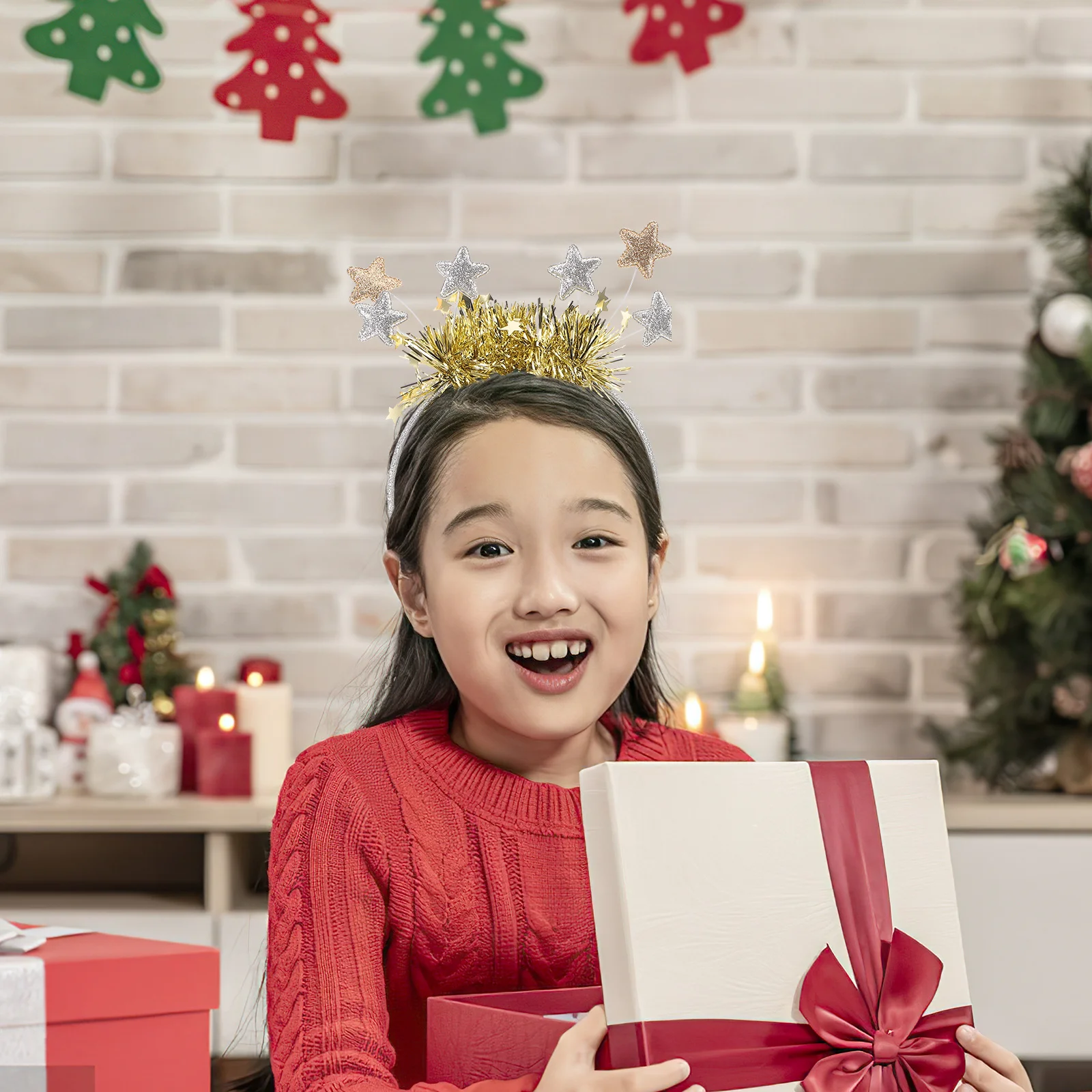 

2Pcs Christmas Star Headband Glitter Gold Sequin Hair Hoop for Holiday Party New Year Eve Celebration Kids Adults Festive